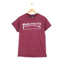 Thrasher Crew Neck T Shirt Burgundy Spell Out Short Sleeve Womens Size S