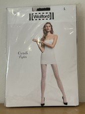 Wolford Cyndi Black Fishnet Tights Size L - Brand New  In Packaging