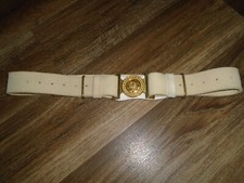 COLDSTREAM GUARDS WHITE LEATHER NUBUCK BELT WITH BRASS BUCKLE BRITISH ARMY