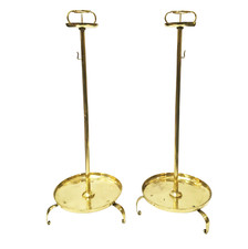 Japanese Meiji Period Pair of Brass Candle Stands Shukokai 