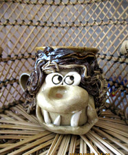 Possible Pretty Ugly Pottery Vintage Mug Made In Wales 80s Ogre Ogress Monster 9