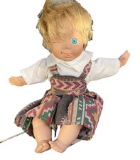 Vintage Funny Ugly Cute Winking Expression Boy Doll Retro Halloween Scary Doll