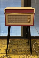 Dansette Bermuda Record Player in Pink & Cream * With Legs * Great Condition