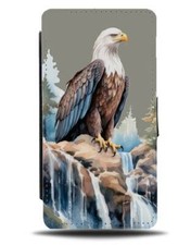 Artistic Bald Eagle Flip Wallet Case Grey Bird Picture Design Novelty Rive DC21