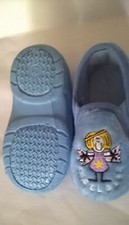 CHILD'S "ANGEL BABE" SLIPPERS BLUE TODDLER CHILD SIZE 4 TO 5 EMBROIDERED ANGEL