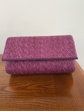 Jacques Vert Purple Basket Effect Clutch Bag In Excellent Condition