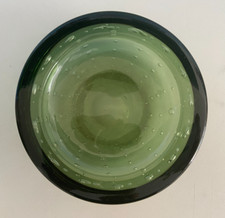 Vintage Retro Whitefriars Green Bullicante Art Glass Bowl Bubble Pattern Dish