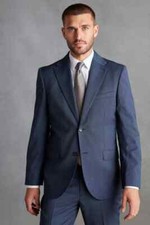 Next Blue Tailored Fit Signature 100% Wool Textured Suit Jacket 40R RRP £130