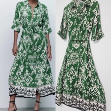 Zara Green Tribal Printed Maxi
