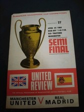 1968 EUROPEAN CUP SEMI FINAL PROGRAMME MANCHESTER UNITED V REAL MADRID 24 APRIL