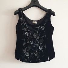 Y2K Kaliko Black Velvet Embellished Bodice Top Size 14 Vintage Goth Steampunk