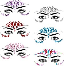 6Sets Face Jewels Mermaid Face Gems Stick Music Festival Eye Jewels Self Adhesi