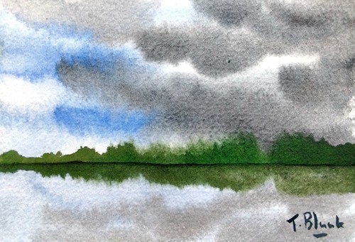 Original watercolour lake - watercolour,