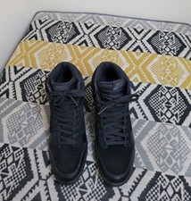 *Worn Twice Nike Dunk Sky High Hi Suede Wedge Trainers size 6 EU 40 Triple Black