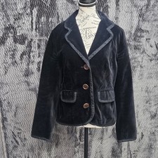 Boden Stamford Velvet Blazer Jacket Womens 14 Black Luxe sophisticated Career