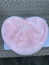 Girls Pink Heart Shaped Faux Fur Bean Bag Nice Clean Condition - Zip End Missing