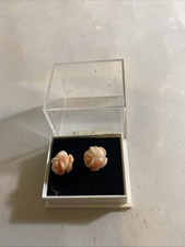 Carved Pink Coral Earrings 