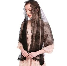 Lace Mantilla Catholic  Veil -  full size spanish style - Black