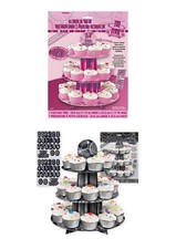 Black or Pink Glitz Birthday Party 3 Tier Cupcake Stand