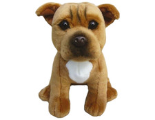 Staffordshire Bull Terrier Red 24cmH Plush Staffy Soft Toy by Faithful Friends .