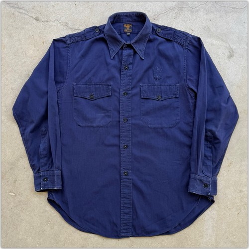 50s vtg blue poplin sanforized - 50s,