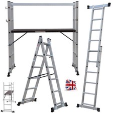 Large Working Platform Ladder Decorator Work Bench Folding Scaffold Tower Safety