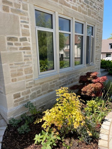 Walling stone backed off - backed, at