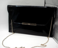 Faith  Black Patent Leather Shoulder Clutch Bag Evening Formal New In Package