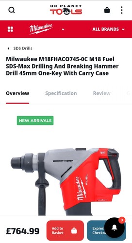 Milwaukee 18v brushless sds - 18v, sds+