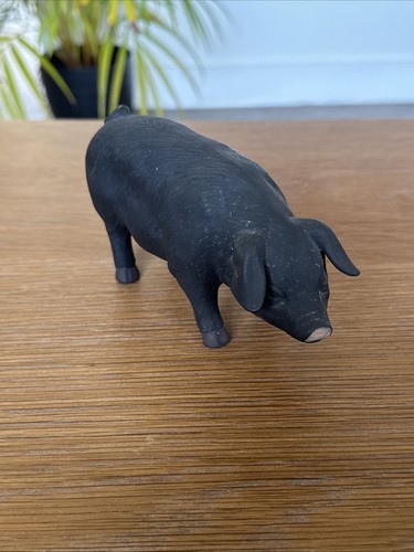 Ceramic black pig - ceramic, figurine