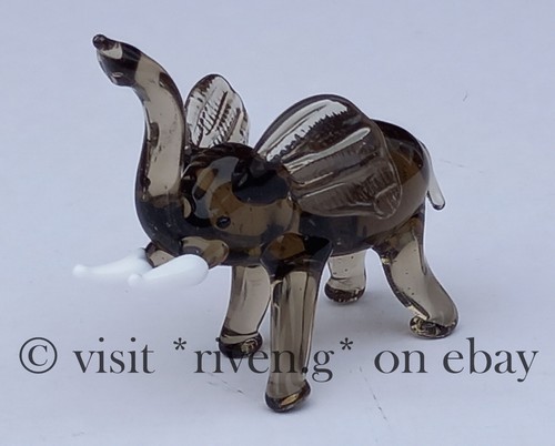 Elephant figurine grey glass - elephant,