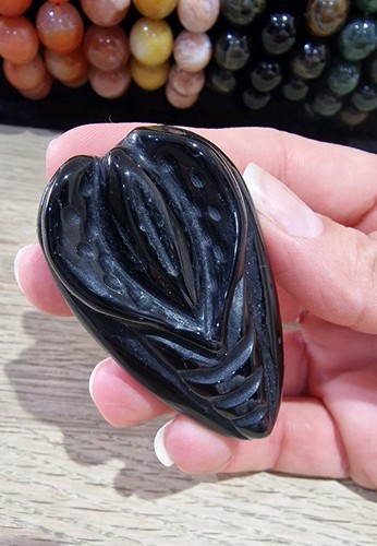 Black obsidian crystal female - black,