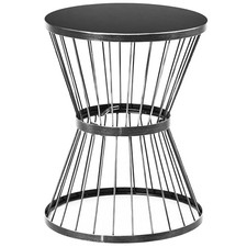  16" Steel Patio Side Table, Garden End Table with Hourglass Distressed Black