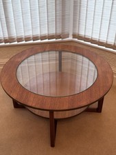 Stunning Mid Century Mahogany Coffee Table. With Second shelf and Glass Top
