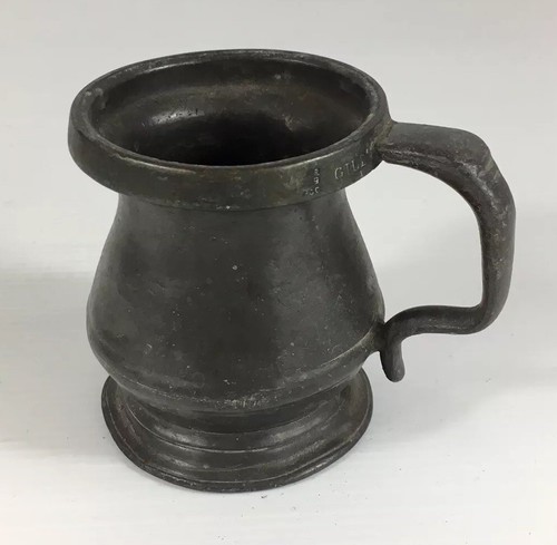 Antique pewter gill measure - pewter,