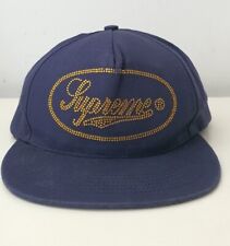FW17 Supreme Studded Script Logo 5-panel hat Blue cap navy