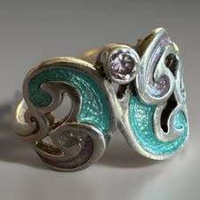 ORTAK Malcolm Gray Sterling Silver Ring Hot Glass Enamel Amethyst Size P MG 925