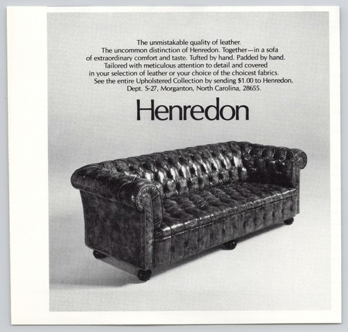 Henredon leather sofa - leather, tufted