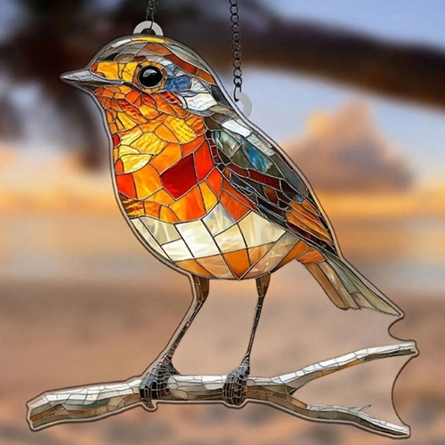 Large robin bird twig - bird, on