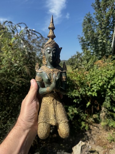 Bronze statue with gold gilt - with,