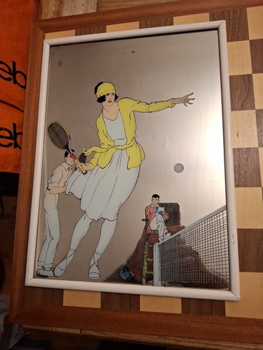 Vintage picture mirror tennis - vintage,