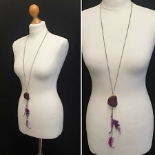 RIVER ISLAND GOLD TONE AMETHYST PURPLE NUGGET PENDANT NECKLACE COSTUME JEWELLERY