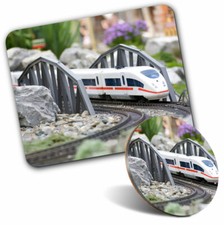 Mouse Mat & Coaster Set - Modern Model Railway Train  #45757