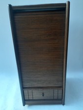 Vintage retro mid century wooden speaker tambour cabinet MCM 60s 70s Holland