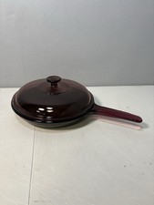 Vintage Corning USA Vision Frying Pan With Lid 11" 28cm. Cranberry/Purple. Glass