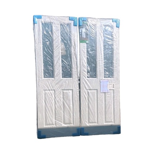 White wood double panel - white,