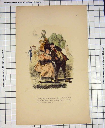 Original old antique print man - old,