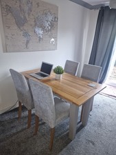Oak Furniture Land St Ives Grey Dining Room Table and 4 Chairs