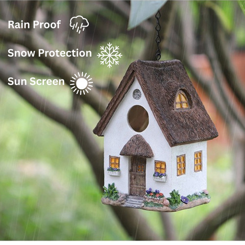 Hanging cottage birdhouse - cottage,