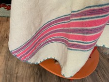 Vtg Wool Blanket Pink Blue